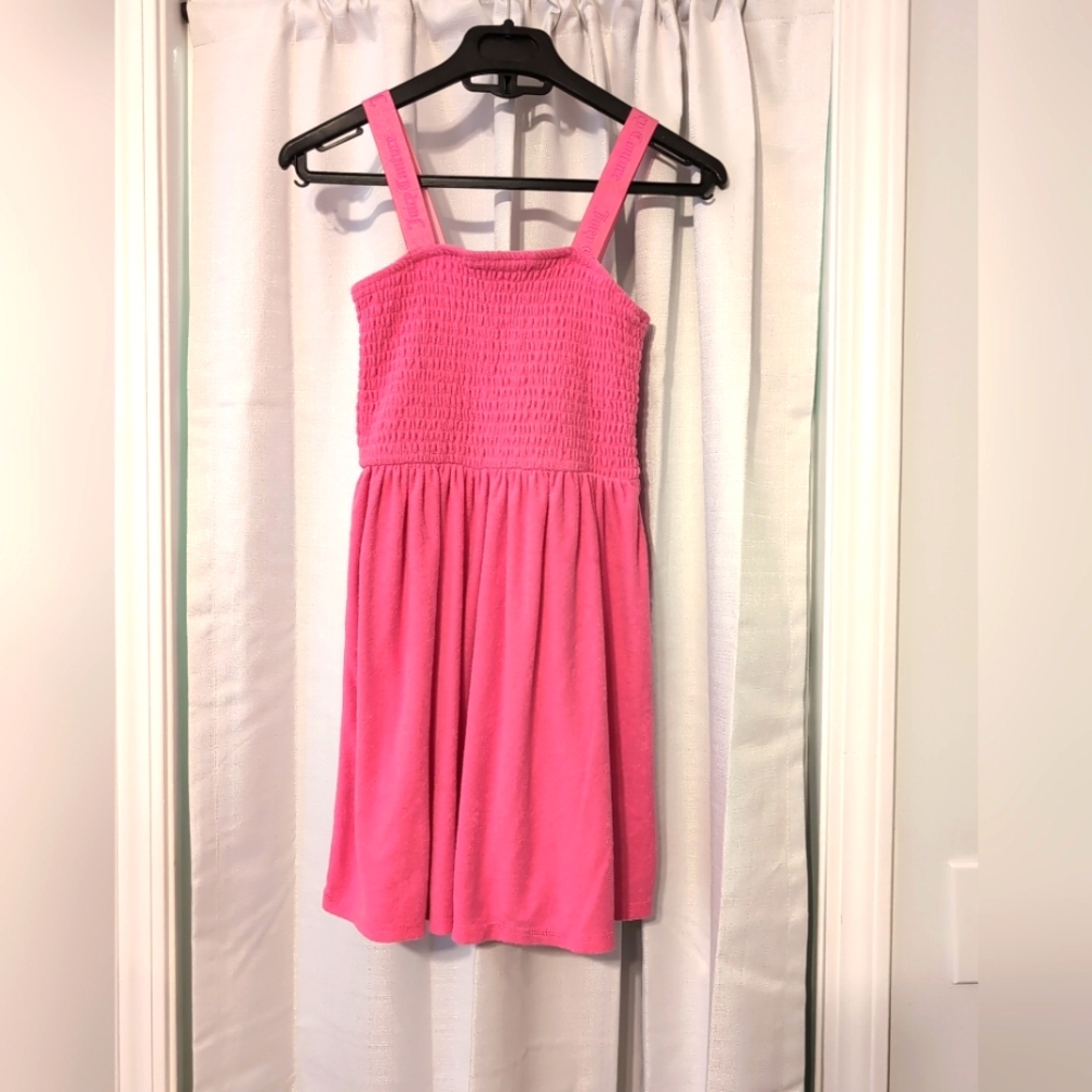 Juicy Couture Girls Pink Terry Cotton Smocked Dress Size M (8-9)